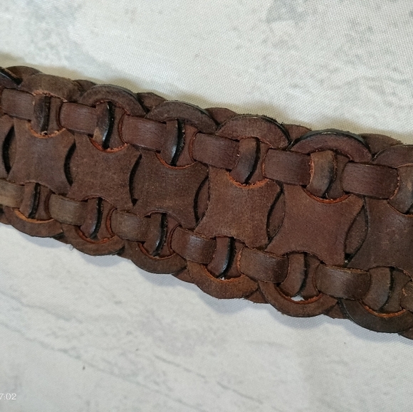 2" Genuine Leather Belt Women's Braided Brown Silver Buckle Classic Boho Peasant - Picture 6 of 11